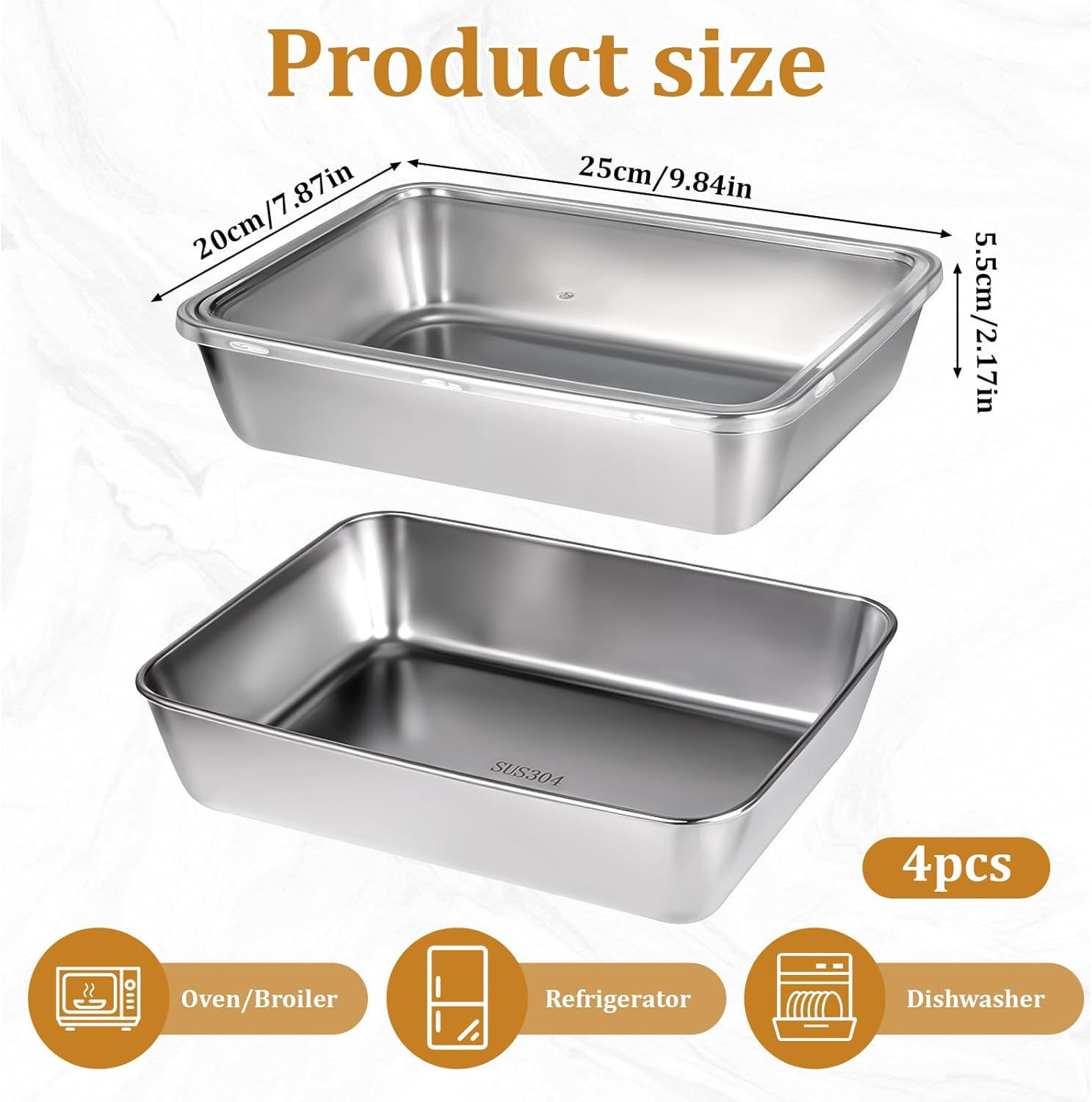 4 Pcs Stainless Steel Food Containers with Clear Lids, Fresh- Keeping Container, Deli Meat Keeper for Refrigerator, Stackable Snack Storage Boxes for Picnic BBQ Party Travel, Freezer & Dishwasher Safe - Image 2