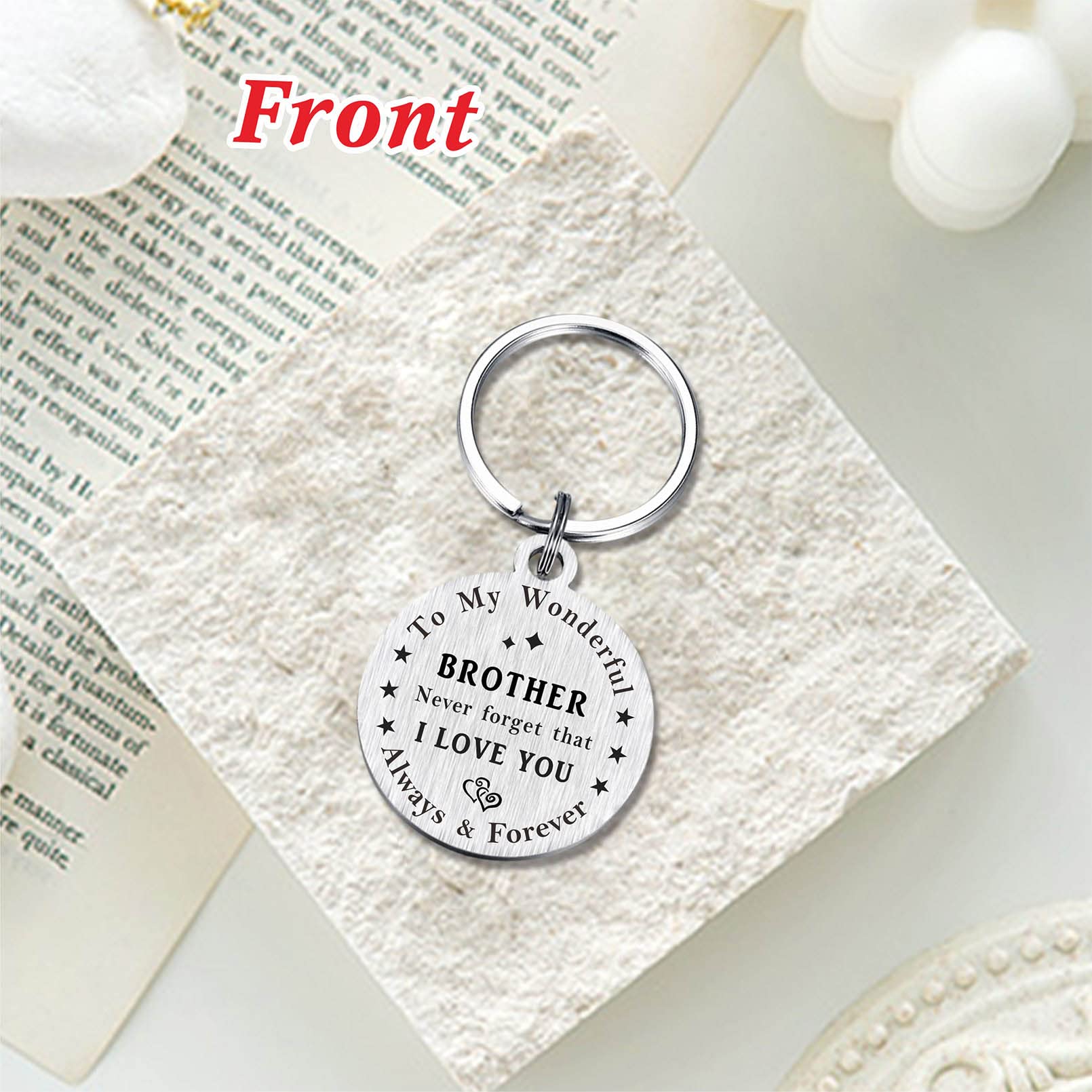 BAZLJY Brother Keychain: Little Brother Gift from Sister, Best Birthday Gift for Men
