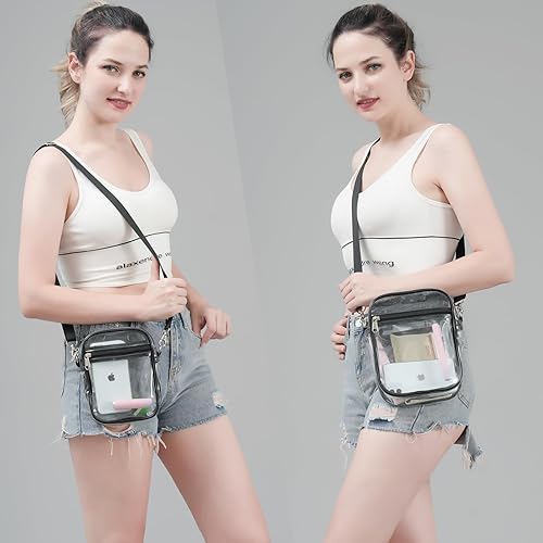 Vista 7 de COVAX Bolso cruzado transparente, aprobado por estadios para conciertos, festivales L-negro