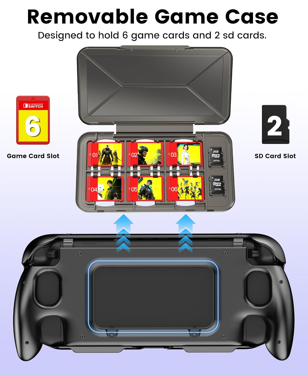 AXYBCOOL Switch 2 Grip Case Compatible with Nintendo Switch 2(2025), Switch 2 Protective Grip Cover with 6 Game Slots, Hard-Shell Front Cover Screen Protector - Image 3