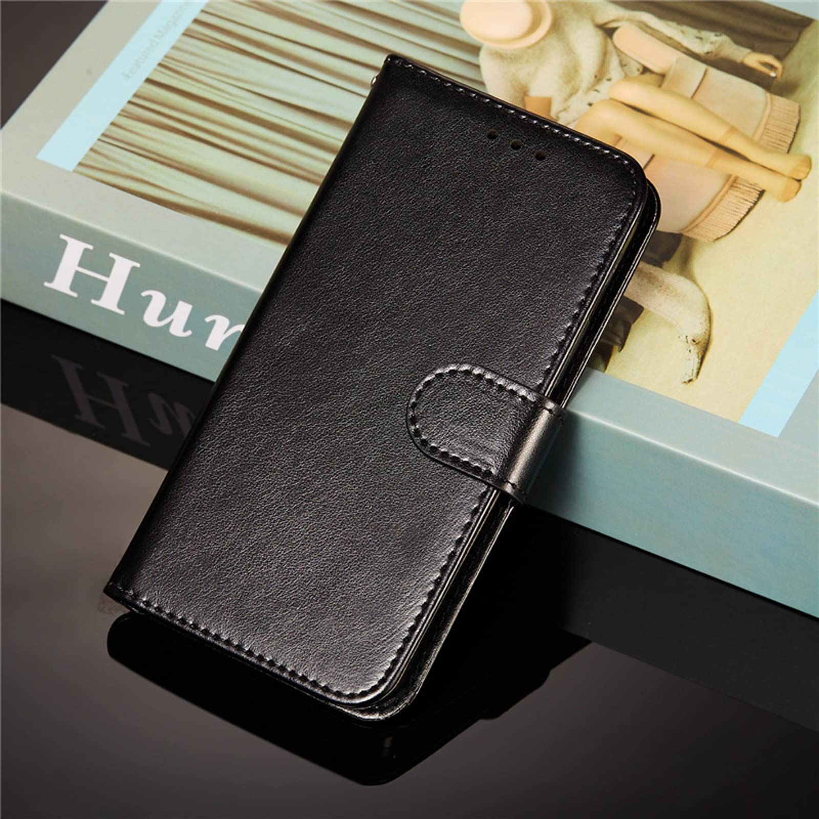 LTL Etui na telefon do iPhone 13 Mini/13/13 Pro/13 Pro Max, skórzane etui z klapką z przegródkami na karty, etui na telefon, magnetyczne zamknięcie, czarne, 13 mini 5,4 cala