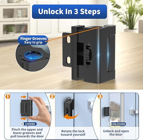 Miniatura 5 de Cerradura de refuerzo de puerta de hogar, 800 libras resistente a la fuerza de bloqueo de bloqueo de seguridad para puerta delantera, apartamento y