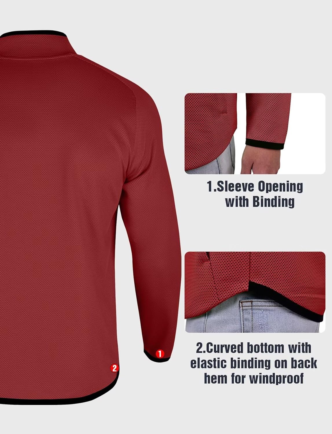 Zengjo Men's Track Jackets Full Zip Running Athletic Workout Lightweight Windproof Jacket with Zipper Pockets Quick Dry - Image 5