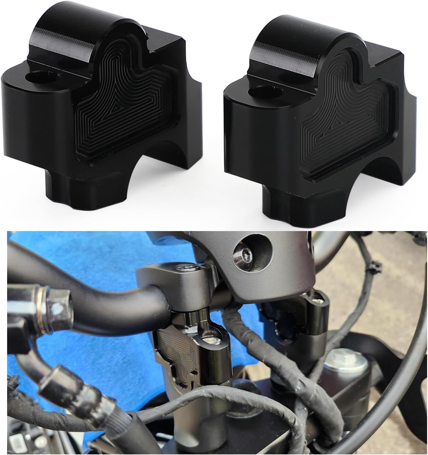 Motorcycle Handlebar Risers, CNC Aluminum 27mm Fits Honda REBEL CMX 250/300/500/1100 2017-2021, Black