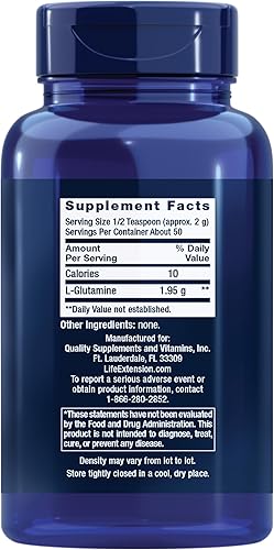 Miniatura 2 de Life Extension L-Glutamina en polvo, aminoácido, apoya la salud muscular y la salud inmunológica, sin gluten, sin OMG, vegetariano, 3.53 oz