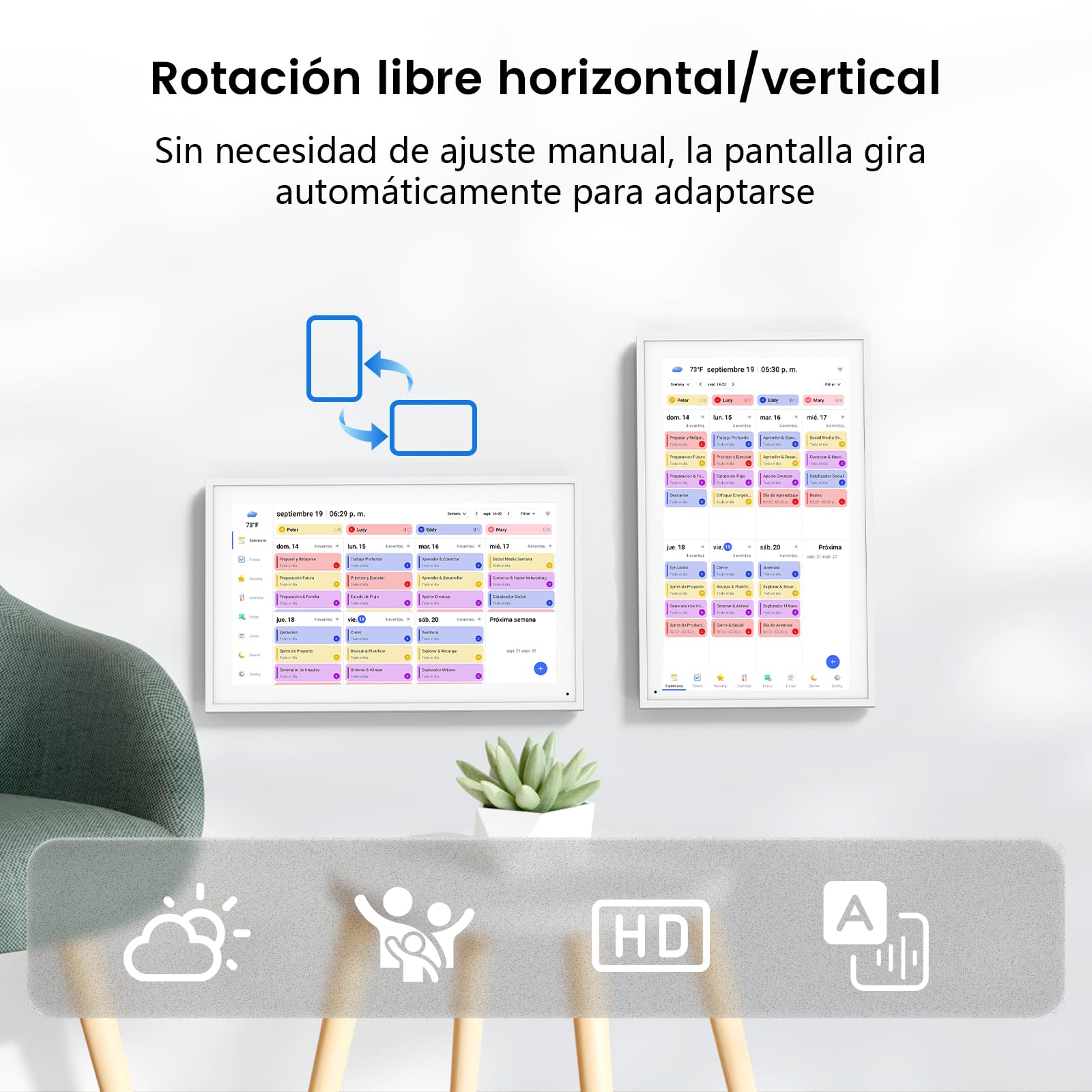 Planificador familiar digital de 15,6 pulgadas, pantalla táctil Full HD, con calendario de pared, marco de fotos (1920 x 1080), reloj, planificador, planificador de comidas para familia y personas