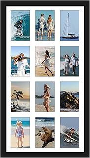 14x26 Collage Picture Frame 4x6 Collage Picture Frame Displays Twelve 4x6 inch Photos Available Horizontal Wall Mounting Display and Vertical Black
