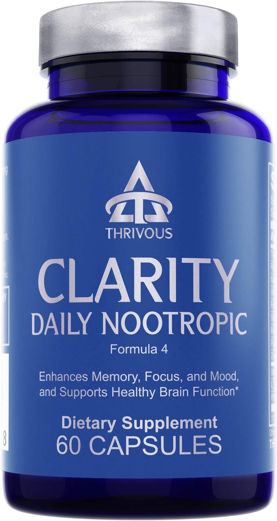 Thrivous Clarity Daily Nootropic – Cognitive Support & Mood Formula with Bacopa (Synapsa®), L-Theanine, Rhodiola Rosea, Vitamin B Complex & Zinc Picolinate – 60 Vegan Capsules