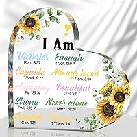 Vista 9 de Chunful Regalo cristiano para mujeres, girasoles, regalos para oficina, oraciones inspiradoras de pisapapeles, escritura religiosa, flor