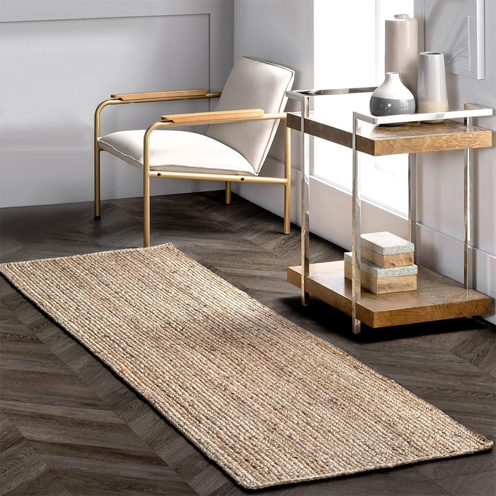 GRUHUM Jute Runner Rug 2.6x8 Feet Rectangle Natural Fiber