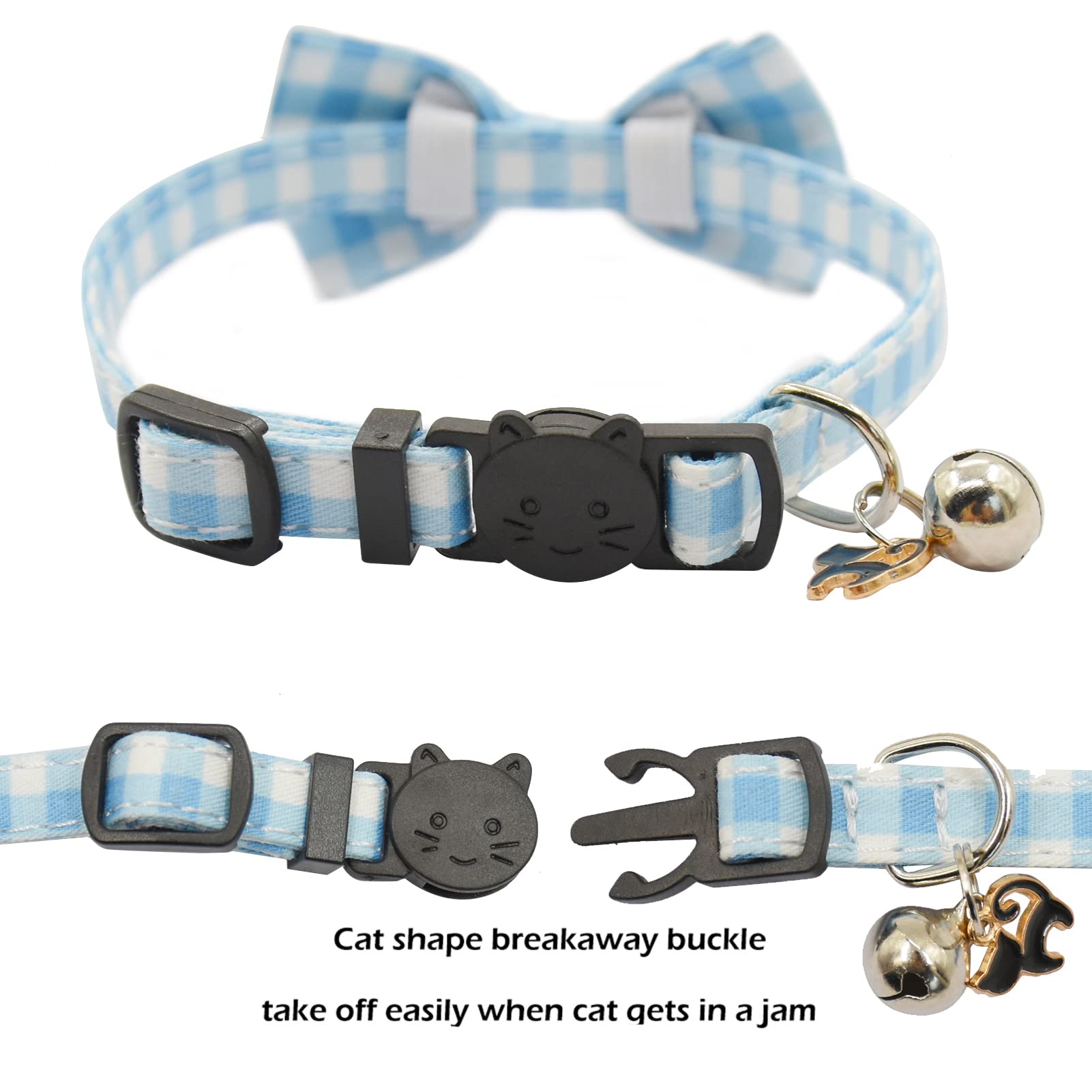 2er-Set Katzenhalsbänder Patriotisch – Mit Fliege, Sicherheitsschnalle, Verstellbar (19,8-32,5 Cm)