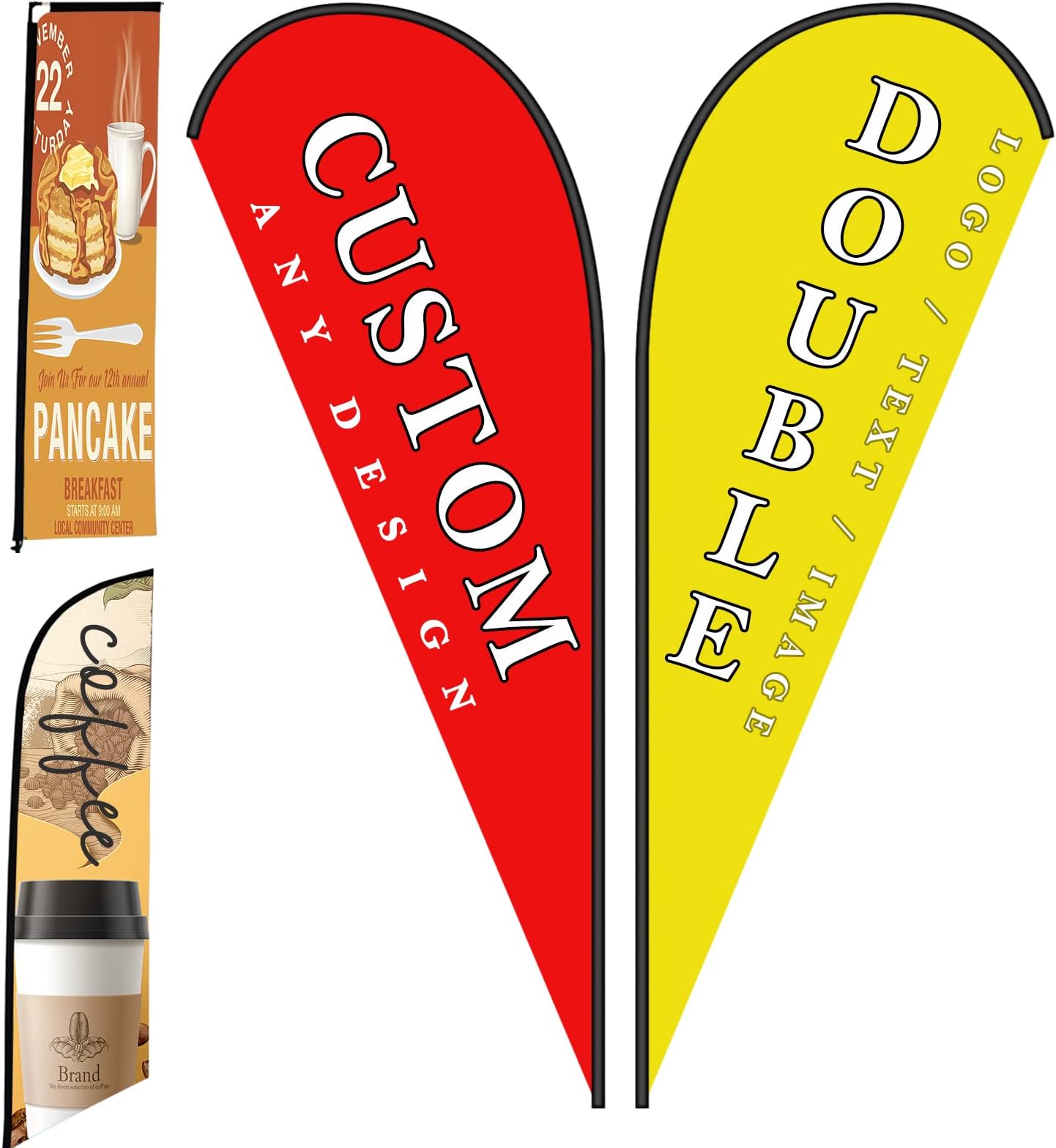 Custom Feather Flags for Business Outside Advertising Personalized Swooper Flag Banner (Only Flag) Customized Logo Text Design Double Sided Store Sign Open