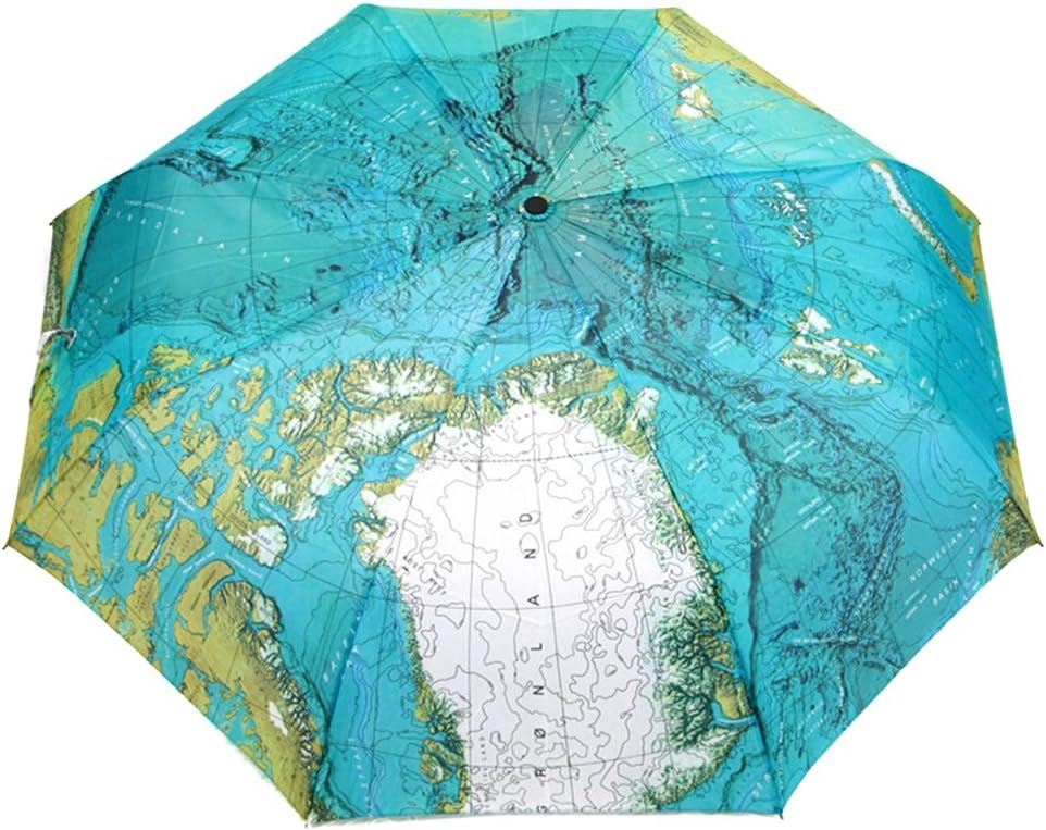 LOCOMO AccessoriesLocomo Men Women World Map Atlas Globe 8 Panel Compact Folding Umbrella FAF070