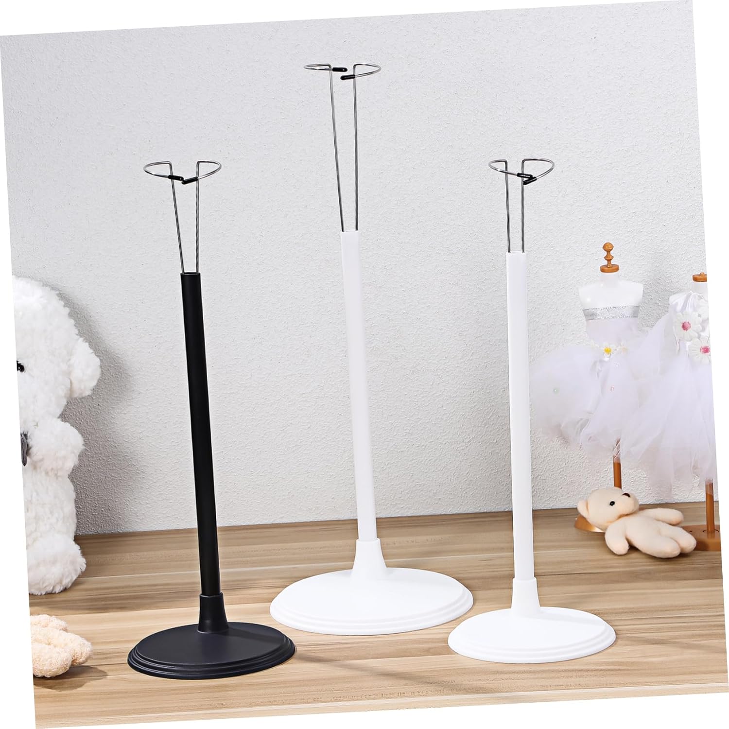 HANABASS 3 Pcs Doll Stands Display Rack for Dolls Adjustable Height Support Stand for Collectors and Display for Showcasing