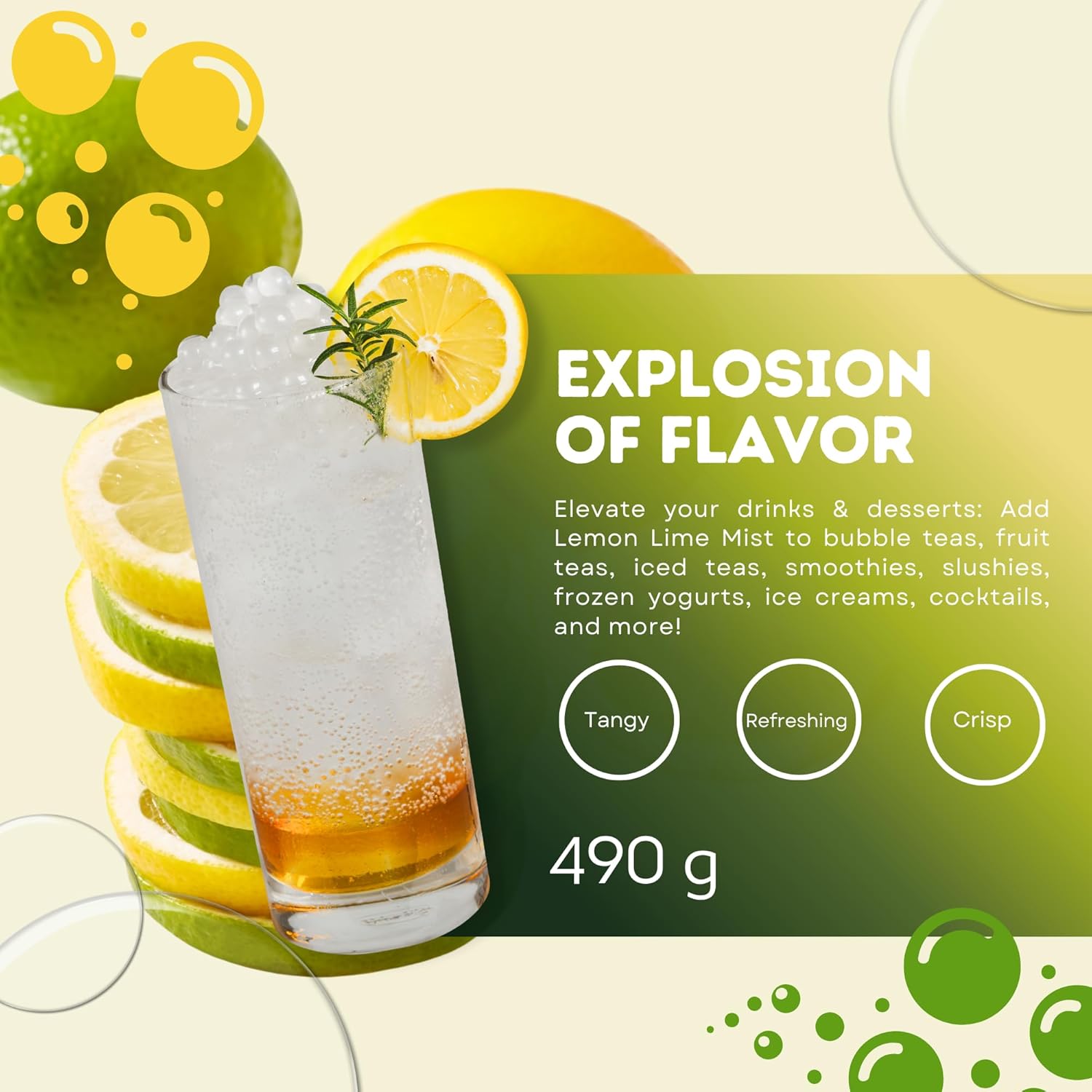 Soda Flavored Popping Boba Pearls Variety for Mocktails, Sodas and Bubble Tea Made in Taiwan 1 lb per pack (3 tubs, Soda Lemon Lime)