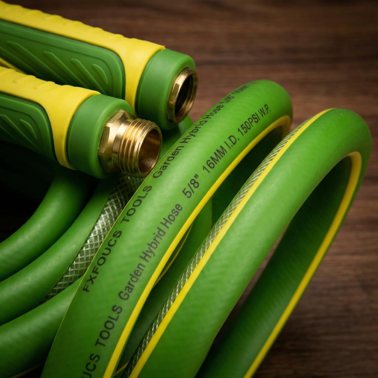 PremiumPro 50FT 5/8" Heavy Duty Reinforced Garden Hose, Large Flow,600 PSI Burst Pressure, Four Layer Hybrid Polymer Anti Kink with 360 Swivel Brass Connectors and handle for yard,washing & irrigation