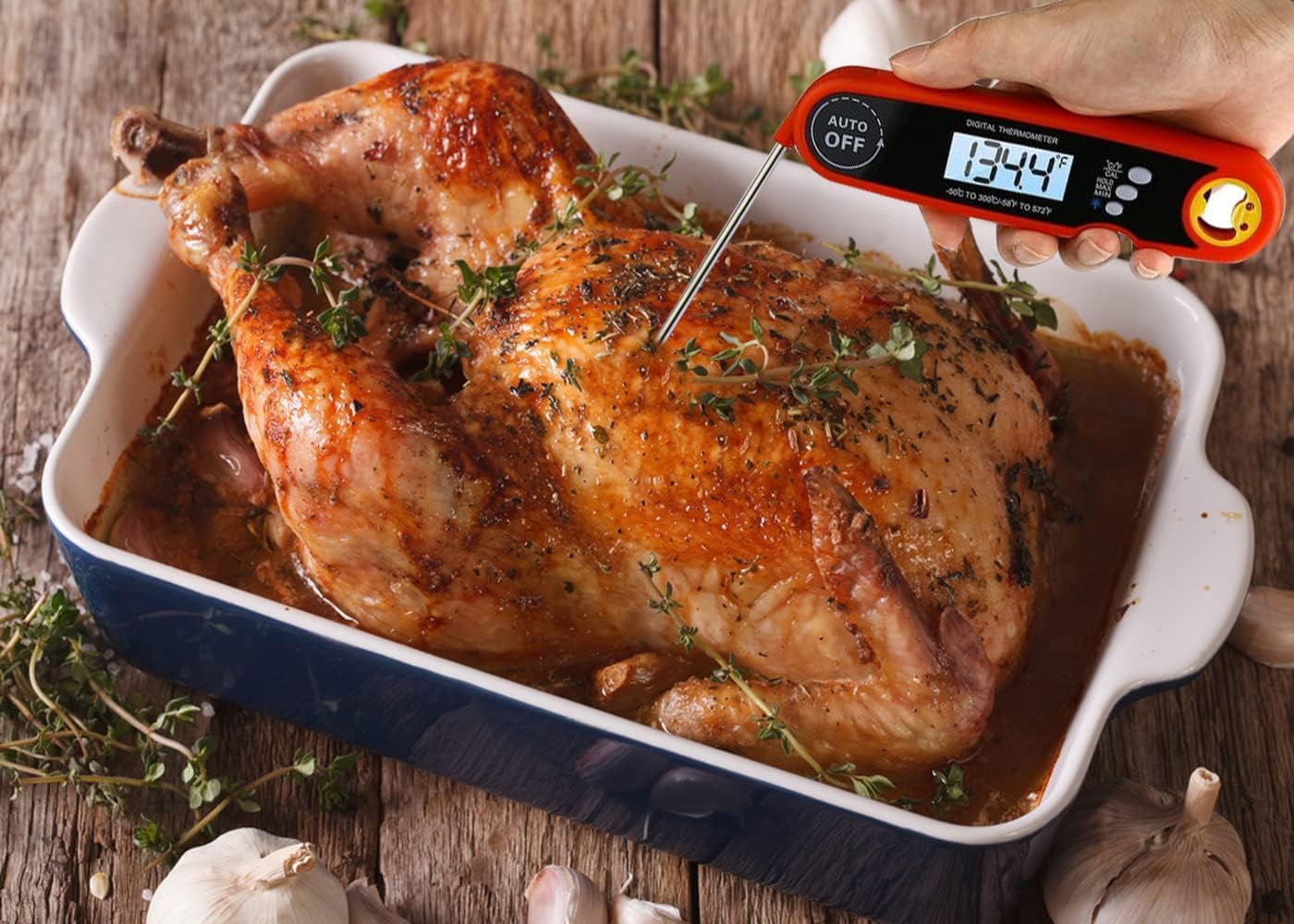 review Instant Read Digital Meat Thermometers for Grill and Cooking ，Built-in Folding Probe, Waterproof, Digital Food Probe for Kitchen, Outdoor Grilling and BBQ