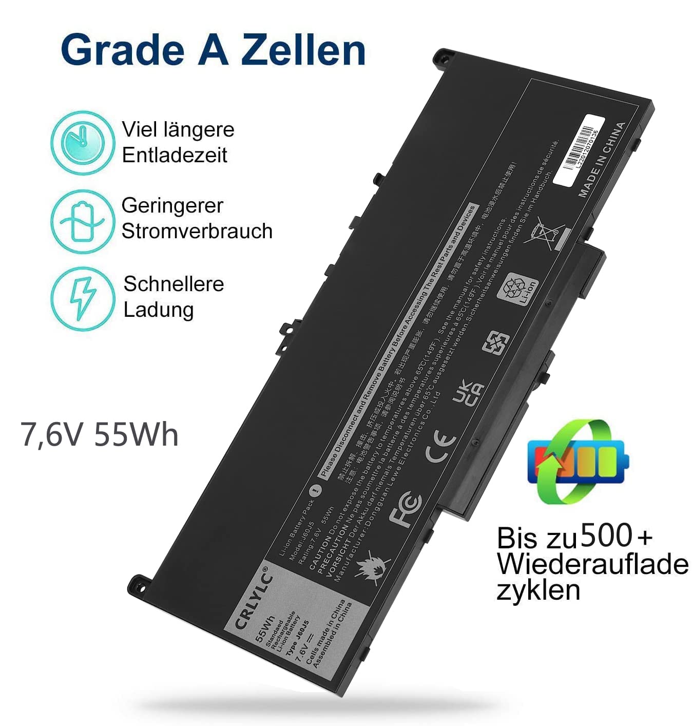 J60J5 Replacement Laptop Battery For Dell Latitude E7270 E7470 - 55Wh, 7.6V, 4-Cell 14 thumbnail image