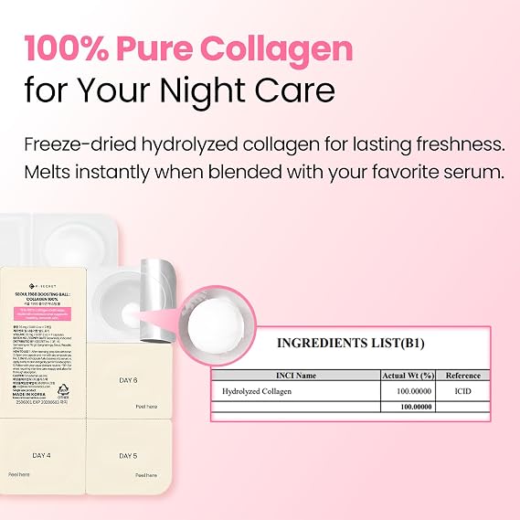 K-SECRET SEOUL 1988 Collagen Boosting Ball Freeze-Dried 100% Hydrolyzed Collagen | Nourishing Care for Dry Skin & Fine Lines | Korean Skincare, 7 Capsules