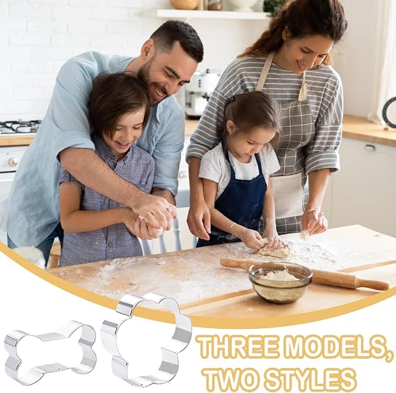 6Pcs Dog Cookie Cutter Set Stainless Steel Bone Cookie Cutters