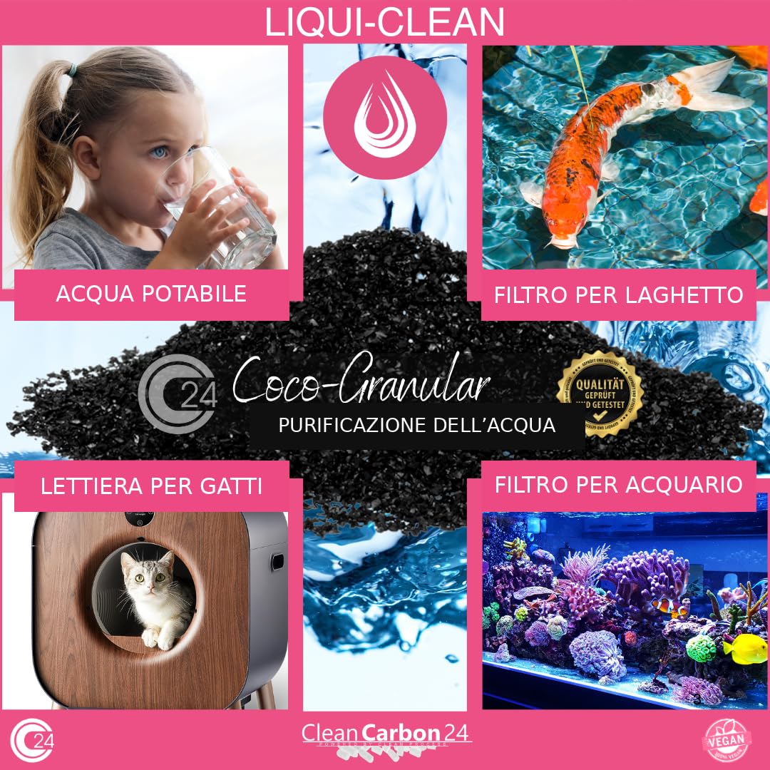 Clean Carbon 24 LIQUI-CLEAN Granuli di carbone attivo 8×30 Mesh, 10 L | 5 kg