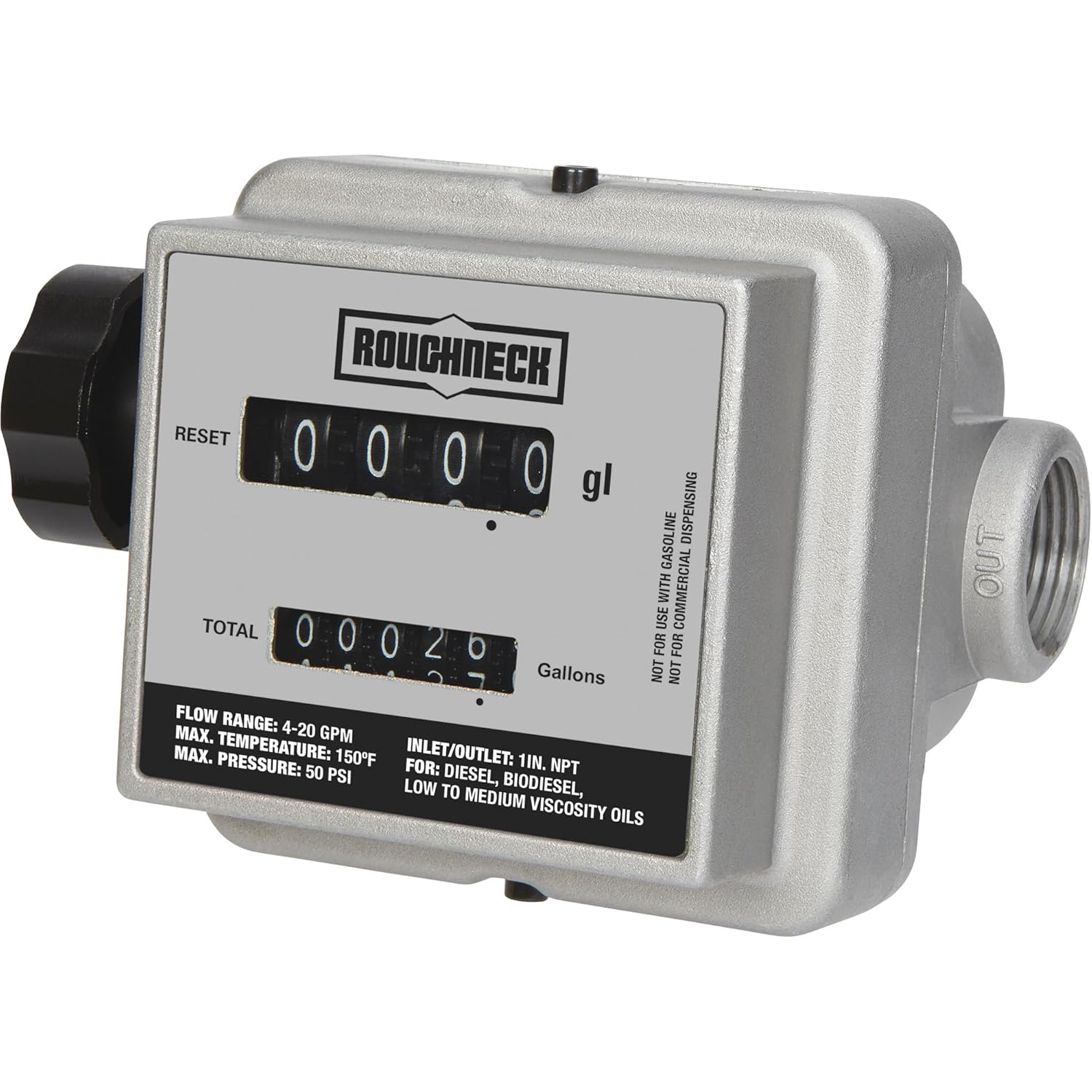Roughneck Mechanical Fuel Meter - 4-20 GPM, 1in. Inlet/Outlet