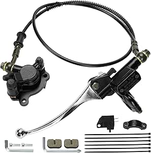 GREHUA Upgraded Hydraulic Disc Hand Brake Master Cylinder Caliper with Brake Pad Assembly 50 Inch Hose for 98cc 3.0HP Baja Hensim Doodle Bug DB30 Mini Bike Parts