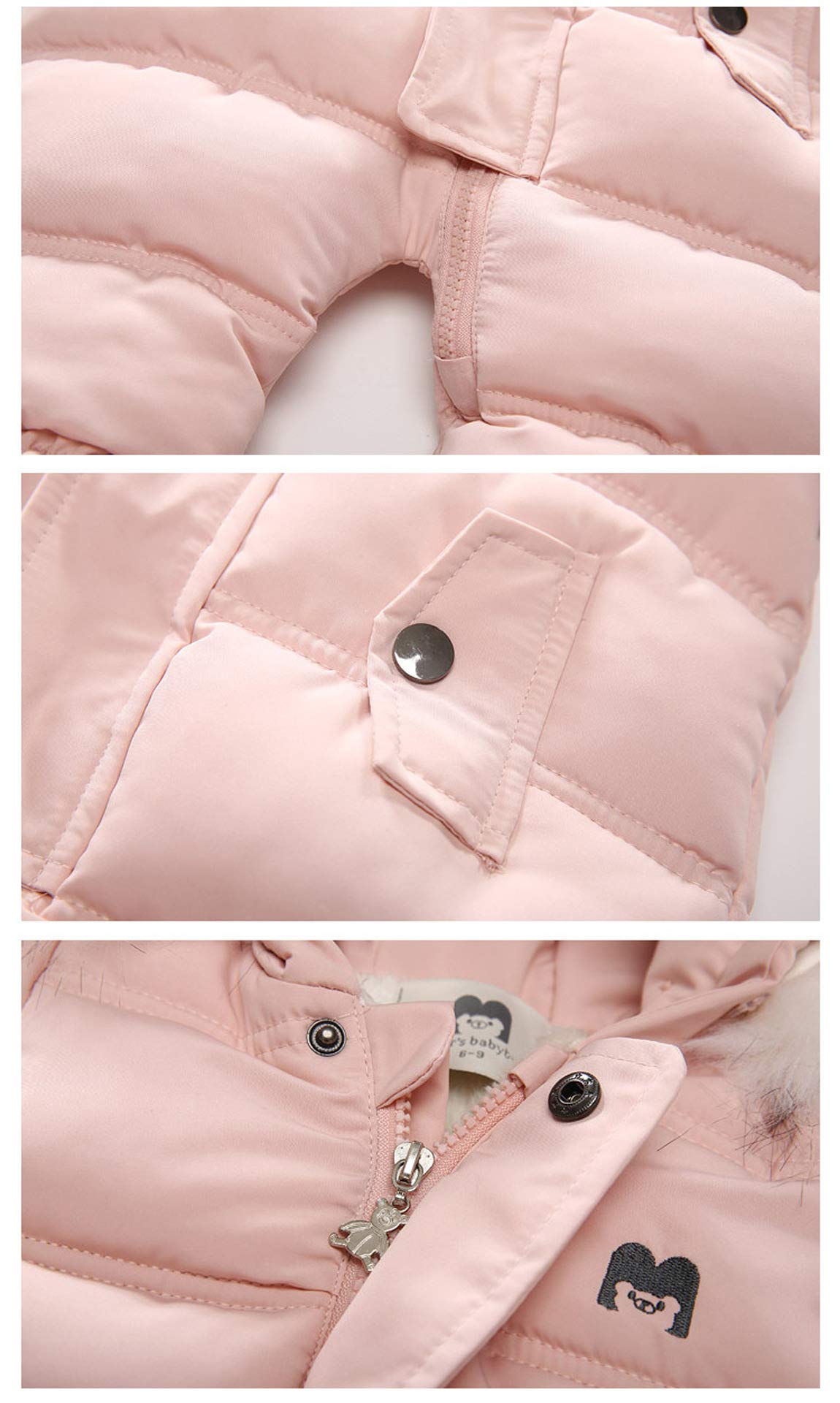 Verve Jelly Infant Baby Girls Goys Winter Snowsuit Zipper Down Hoodie Romper Footie Jumpsuit Coat + Guantes