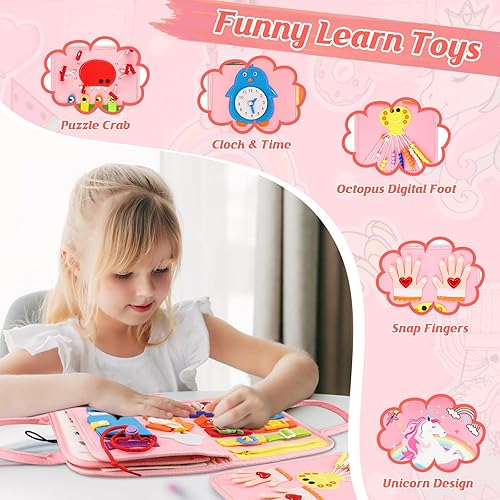 Miniatura 4 de Montessori - Tabla de actividades y libro de actividades para niños pequeños, juguetes educativos para niñas de 3 años, tablero de actividades