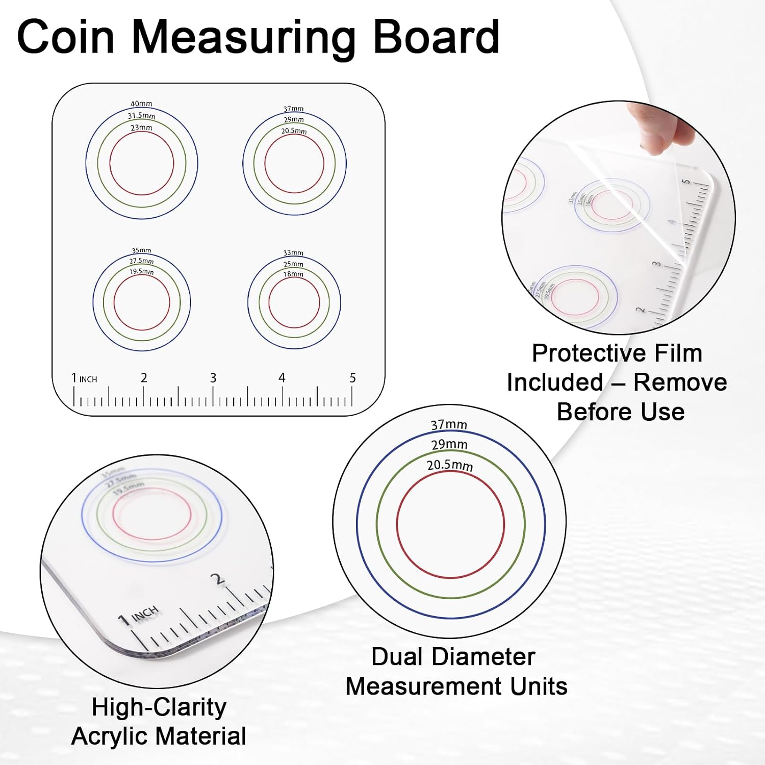 Jieting Coin Ping Tester Kit for Silver & Gold Coins, Portable Coin Pinger with Magnet, Measuring Board and Caliper for Resonance Sound Test, Size and Weight Comparison Tool for Coin Collectors