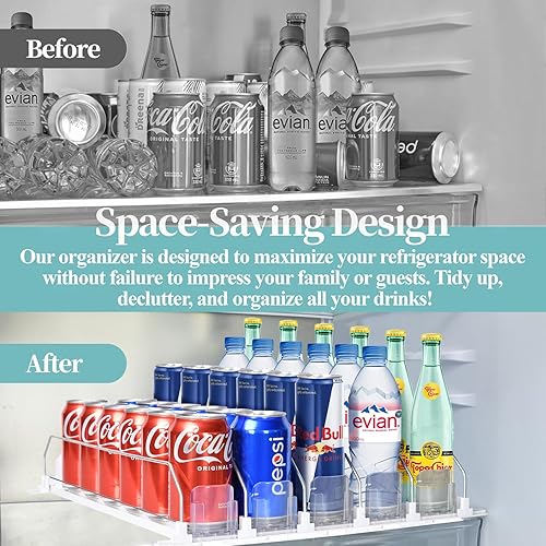 Miniatura 3 de Organizador de bebidas para refrigerador, organizador de nevera, dispensador de bebidas autoempujable, dispensador de bebidas para refrigerador con