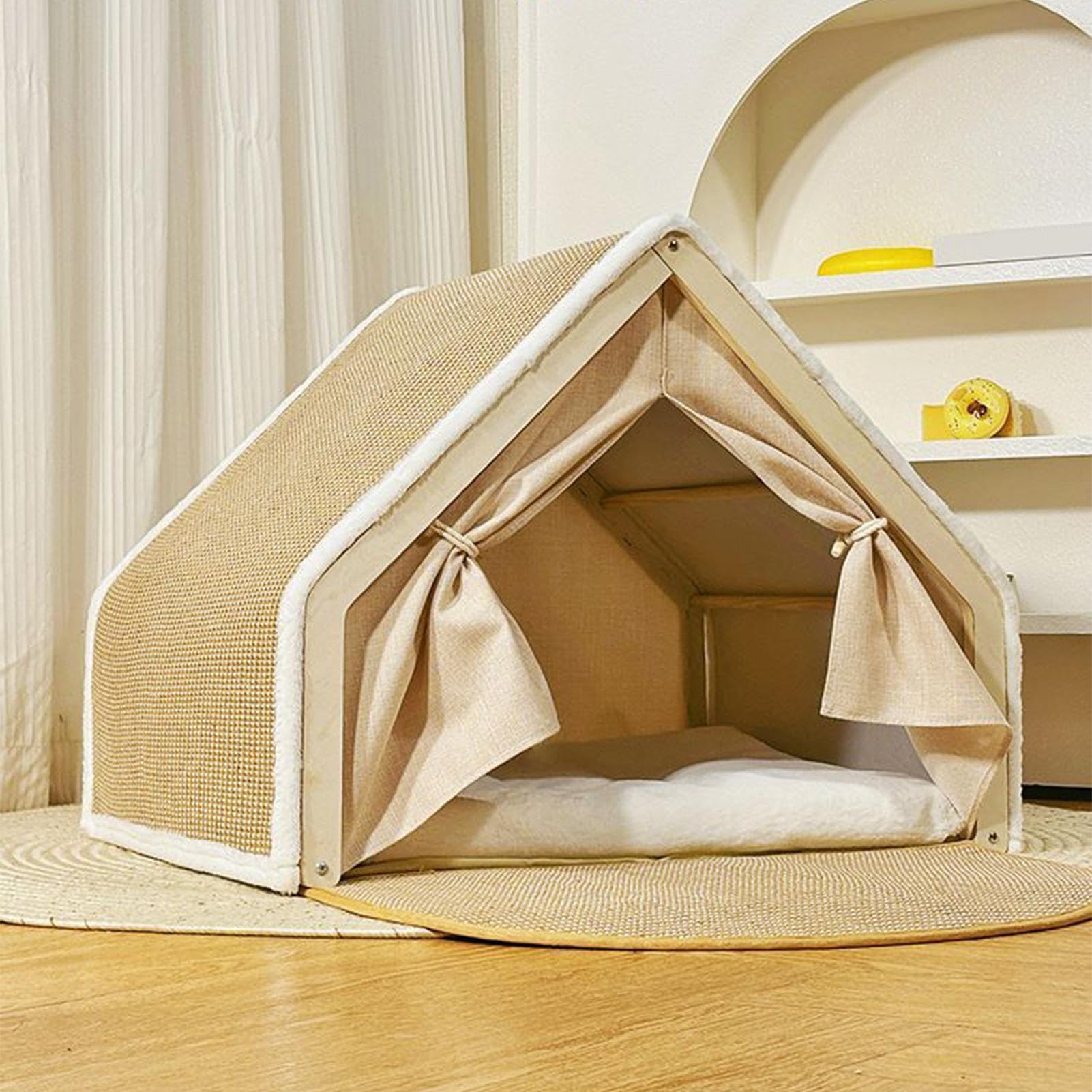 Tenda Cuccia Gatti Casa per con Tiragraffi in Sisal per Riposo e | Cuccia Gatti Tutte le Stagioni per Casa Soggiorno Camera da Stanza per Animali Inverno Pavimento