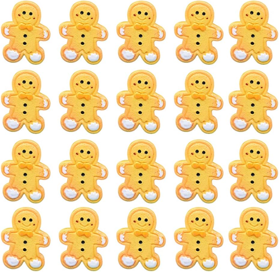 NUOBESTY 20pcs Mini Fake Gingerbread Man Resin Gingerbread Man Confetti Sprinkle Xmas Gingerbread Ornament DIY Christmas Garland Supplies