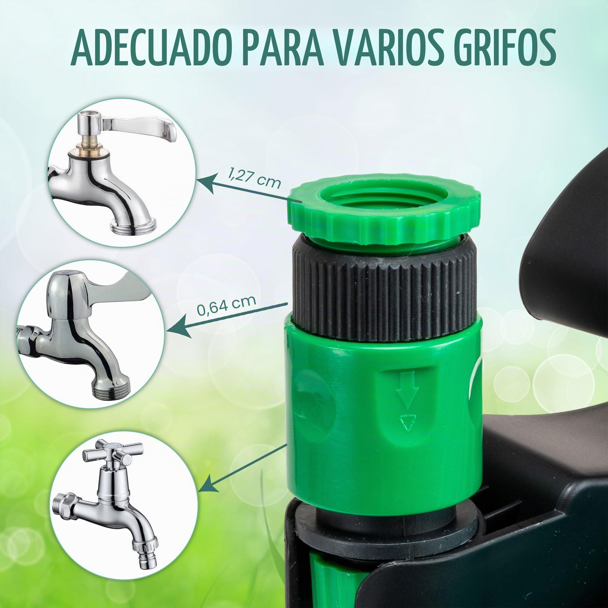 GloBrite Manguera de Jardín Enrollable de 10 m con Pistola de 7 Modos y Carrete, Enrollador Compacto y Portátil con Soporte Mural para Balcón, Terraza, Patio, Limpieza Exterior y Hogar Diario