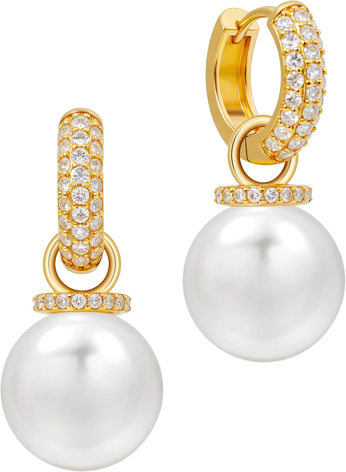 Big Pearl Drop Earrings for Women - 14K Real Gold Plated Quality Dangles for Elevated Casual or Elegant Gift
