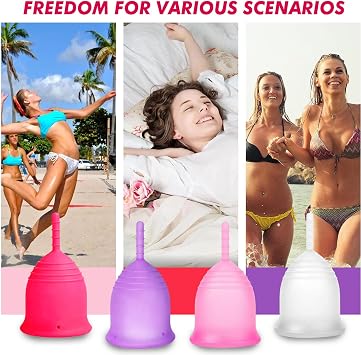 M MUNCASO 2Pcs Soft Menstrual Cups - Most Comfortable Period Cup Super Soft and Flexible - Best Sensitive Cup (Pink, S)