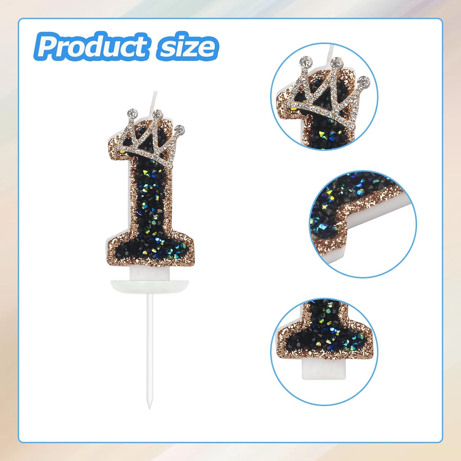 Birthday Number 16 Candles,16th Black Crown Birthday Candles for Cake,Glitter Number 16 Candle Cake Topper with Sequins for Birthday Party Wedding Decoration Celebrations Supplies (Black, Number 16)