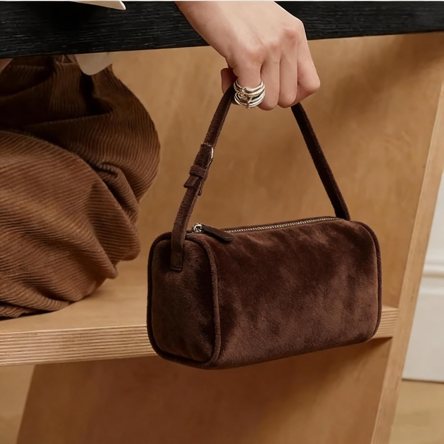 Genuine Leather Barrel Crossbody Bag, Top Handle Purse for Women, Shoulder Handbag with Adjustable Strap - Image 6