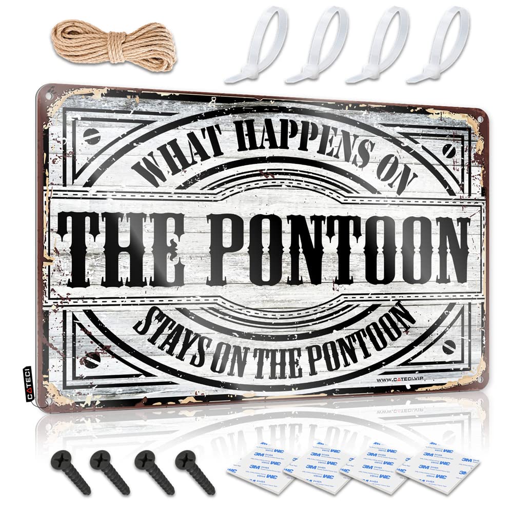 STWNVOITV Signs For Bedroom Door What Happens On The Pontoon Stays On The Sign Home Decor For Men Cool Signs For Bedroom(30X40CM)