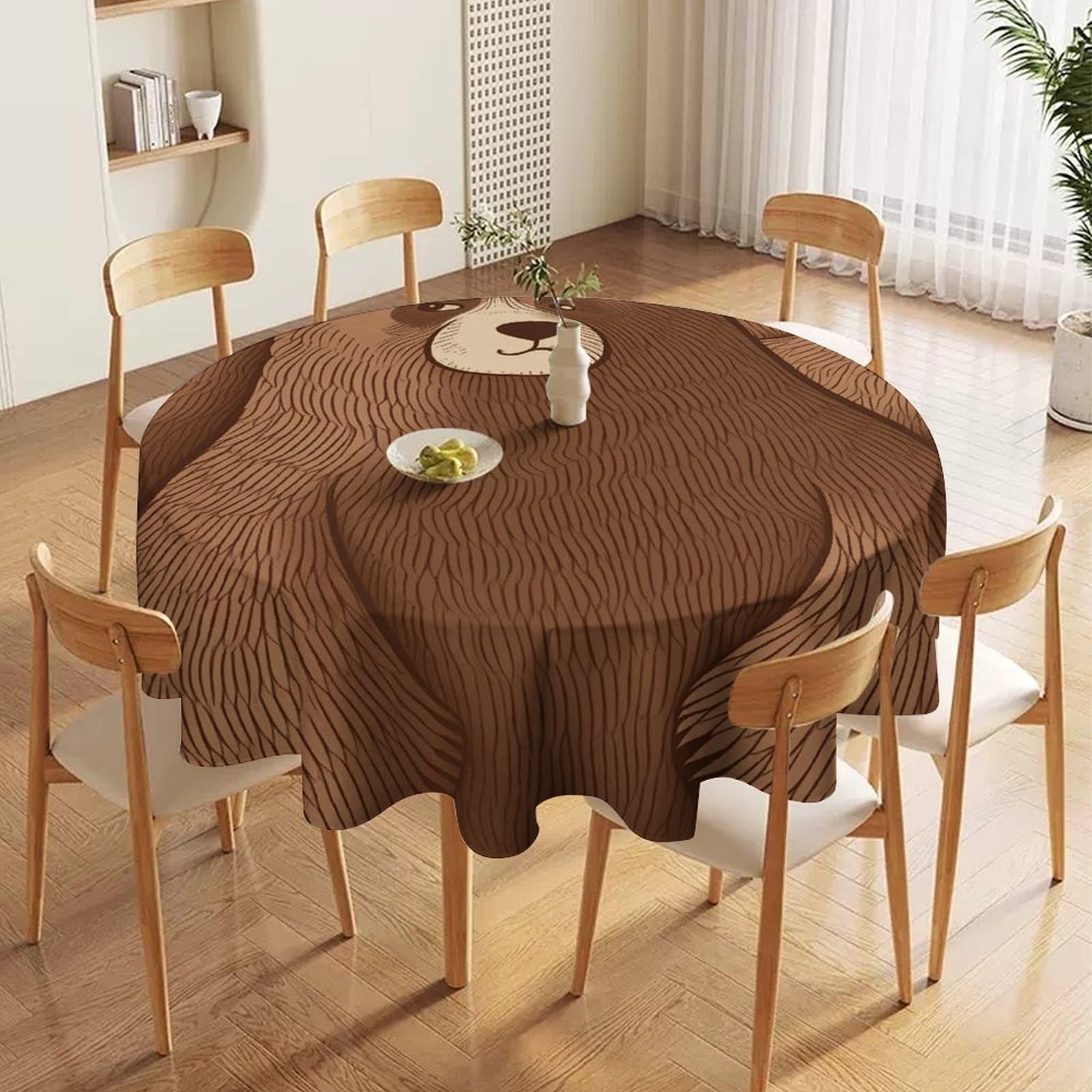 Nappe ronde lavable anti-tache pour protéger la table de cuisine des repas des enfants