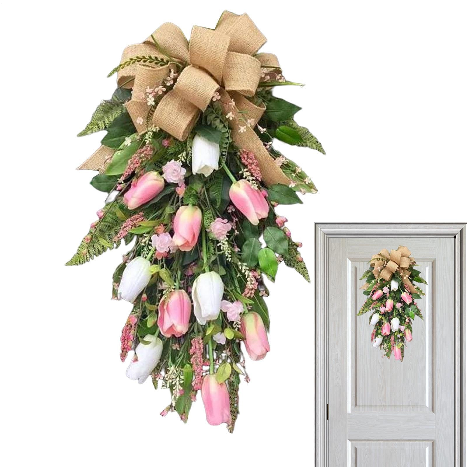 Ghirlanda A Decorazione per Portico 55 Cm | Ghirlanda Primaverile Per Casa Porta d'Ingresso Portico Parete Finestra Festival Matrimonio Primavera Autunno Inverno