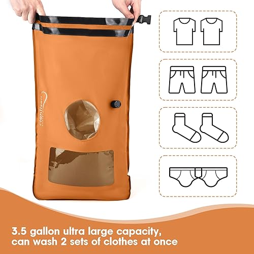 Miniatura 5 de Solución de lavandería para albergues, camping, mochileros, dormitorios, casas rodantes y mini exploradores, lavadora portátil, bolsa de lavado a