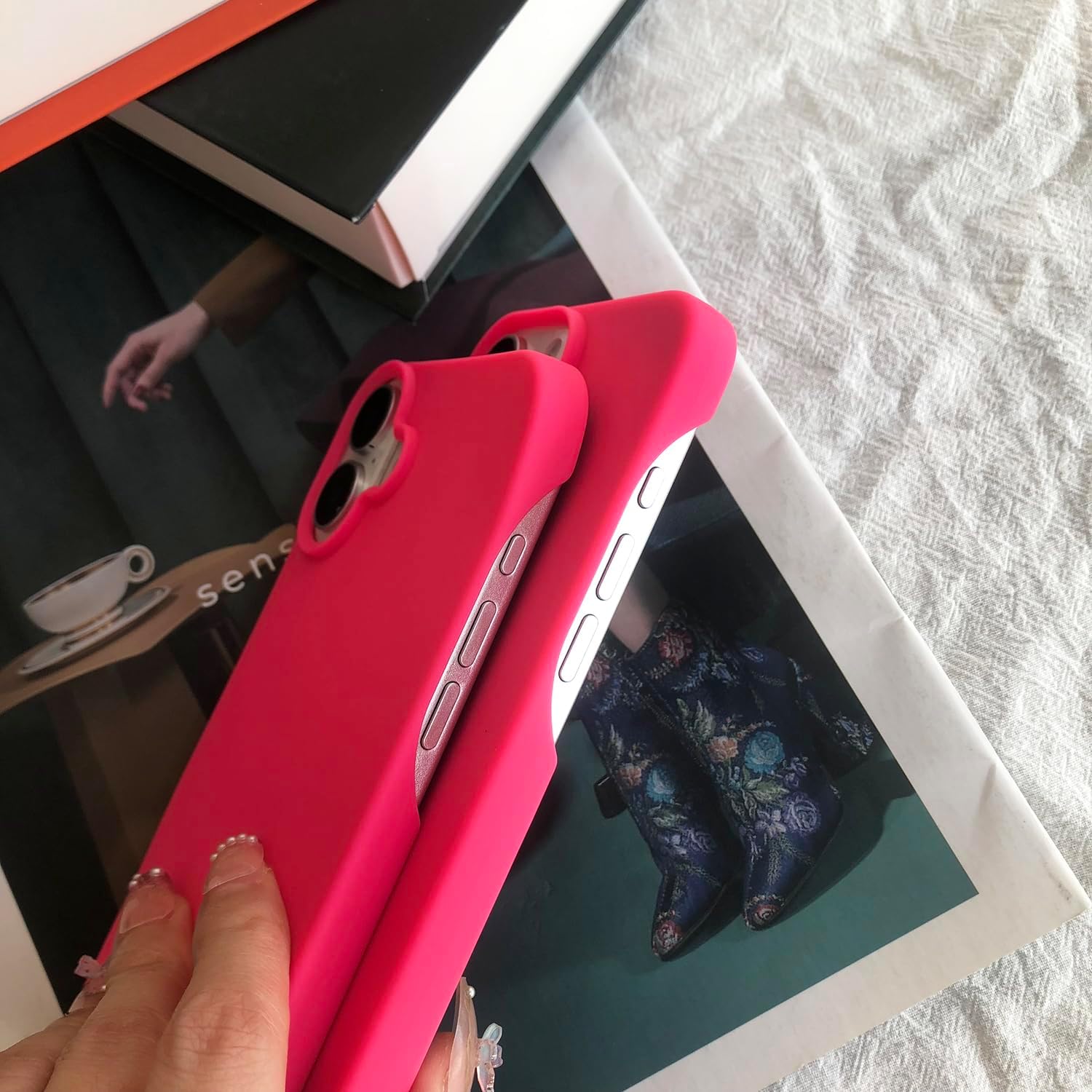 Compatible with iPhone 16 Pro Max Case Hot Pink Matte Ultra-Thin Case for Women Girls Cute Soft TPU Silicone Protective Cover Phone Case - Image 7