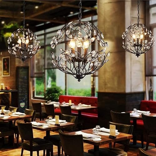 Miniatura 2 de Elegant Adjustable Metal and Glass Pendant Light Fixture - Retro Industrial Chandelier for Kitchen, Dining Room, and Bar