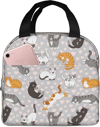 Miniatura 3 de VOOHDDY Linda bolsa de almuerzo con aislamiento kawaii de gato para mujeres y hombres, contenedor reutilizable impermeable portátil enfriador