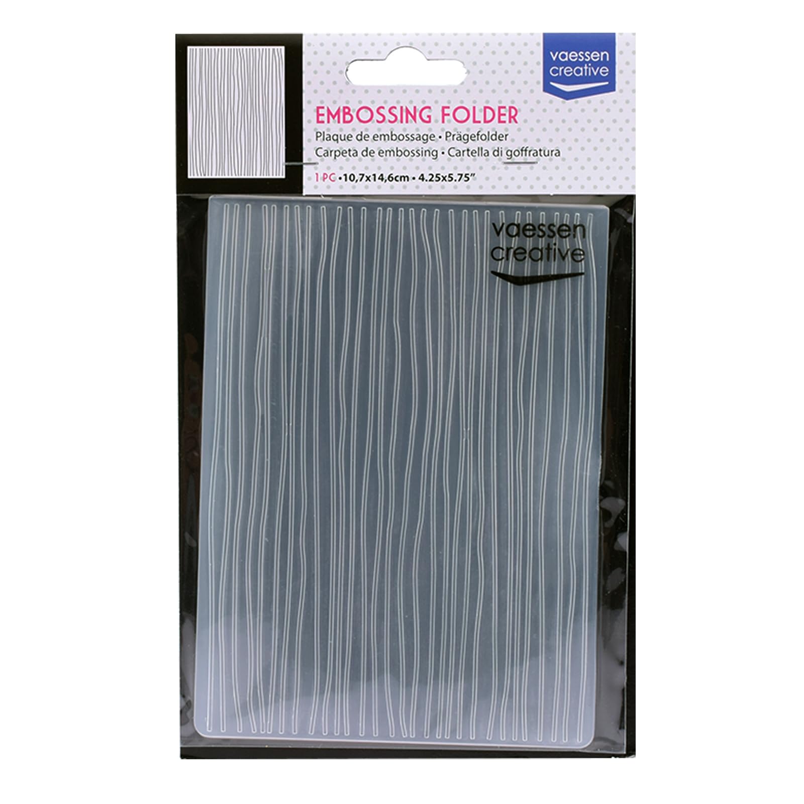 Vaessen Creative Carpeta de Embossing, Líneas 14,6 x 10,8 x 0,5 cm, 1 pieza, para Tarjetas de Cumpleaños, Tarjetas de Nacimiento, Tarjetas de Navidad y Manualidades con Papel