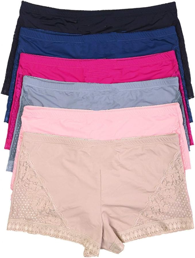 Iheyi 6 Pack of Women's Regular & Plus Size Lace Boyshort Panties Panty Underwear at Amazon