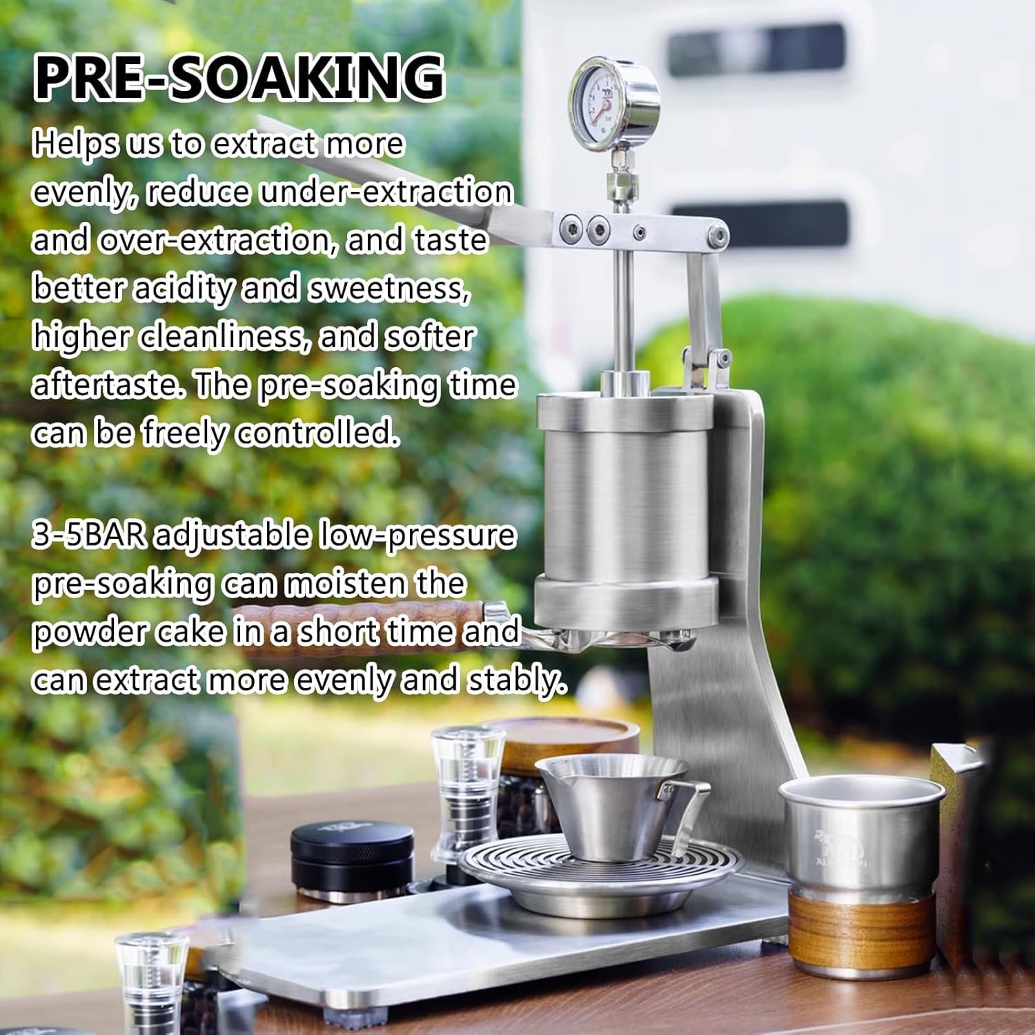 Macchina per caffè Espresso a Leva Manuale, Pressione Regolabile da 1 a 16 Bar con Vassoio per l'acqua Rimovibile, Perfetta per Gli Amanti del caffè a casa e in Ufficio.