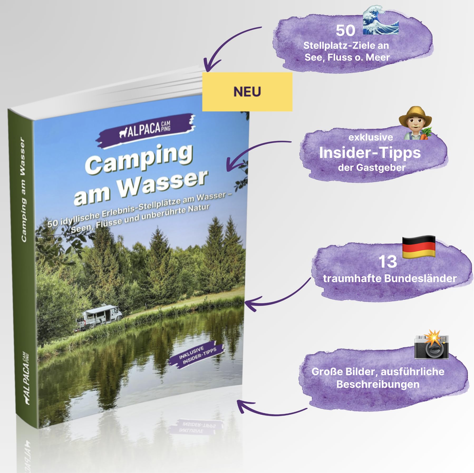 Camping am Wasser: Stellplatzführer für Camping am Wasser in Deutschland AlpacaCamping