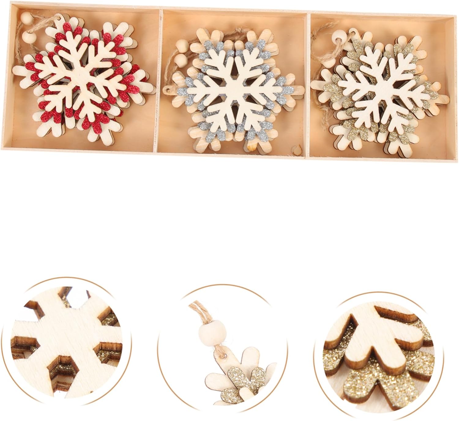 PRETYZOOM 6pcs Wooden Christmas Tree Hanging Ornaments Snowflake Pendants for Holiday Home Decor for Christmas Parties Boys and Girls Rooms and Everyday Festivities